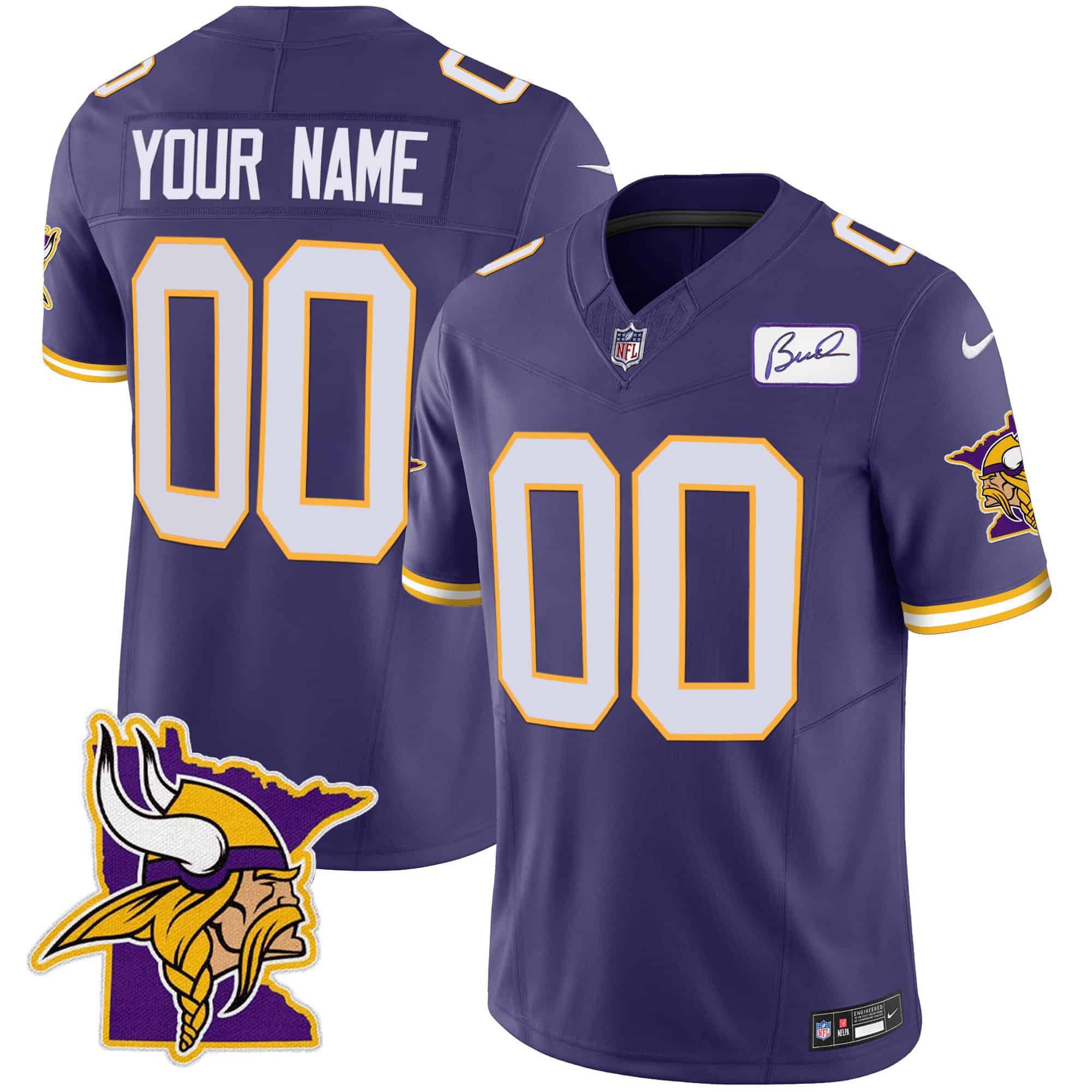 Men Minnesota Vikings Purple 2024 Nike Patch Classic Limited Custom NFL Jersey style 1->customized nfl jersey->Custom Jersey